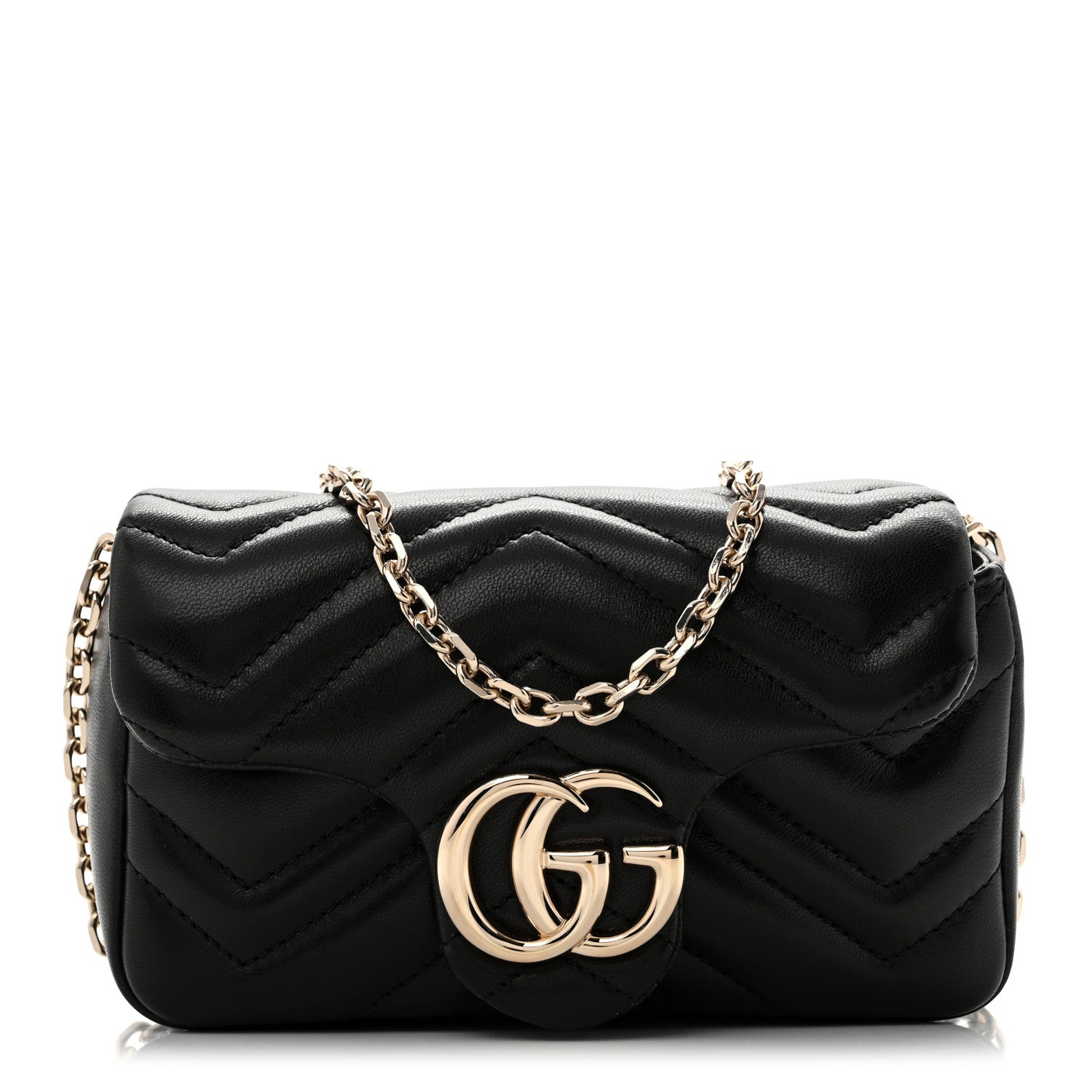 Gucci Lambskin Matelasse Mini GG Marmont Shoulder Bag Black