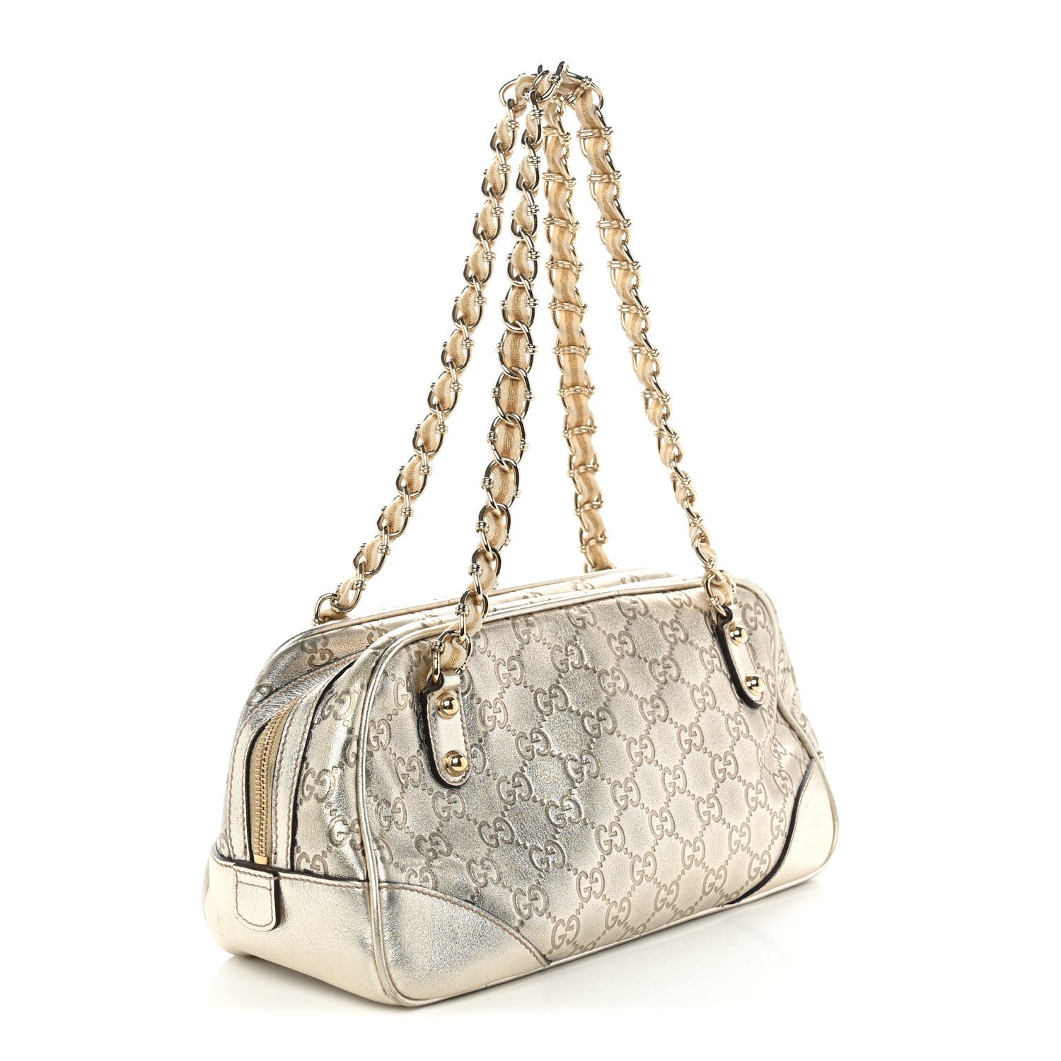 Gucci Guccissima Small Capri Satchel Metallic Gold