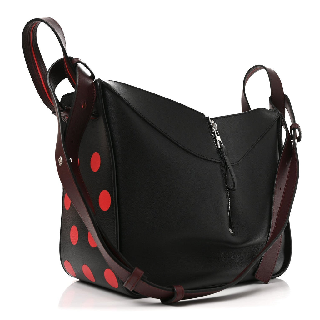 Loewe Calfskin Circle Medium Hammock Shoulder Bag Black Red side view