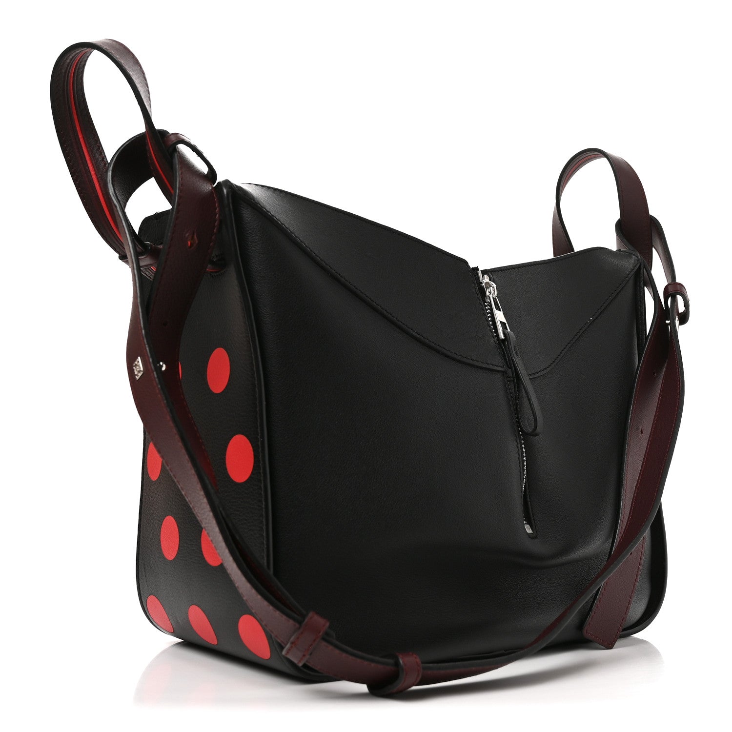Loewe Calfskin Circle Medium Hammock Shoulder Bag Black Red side view