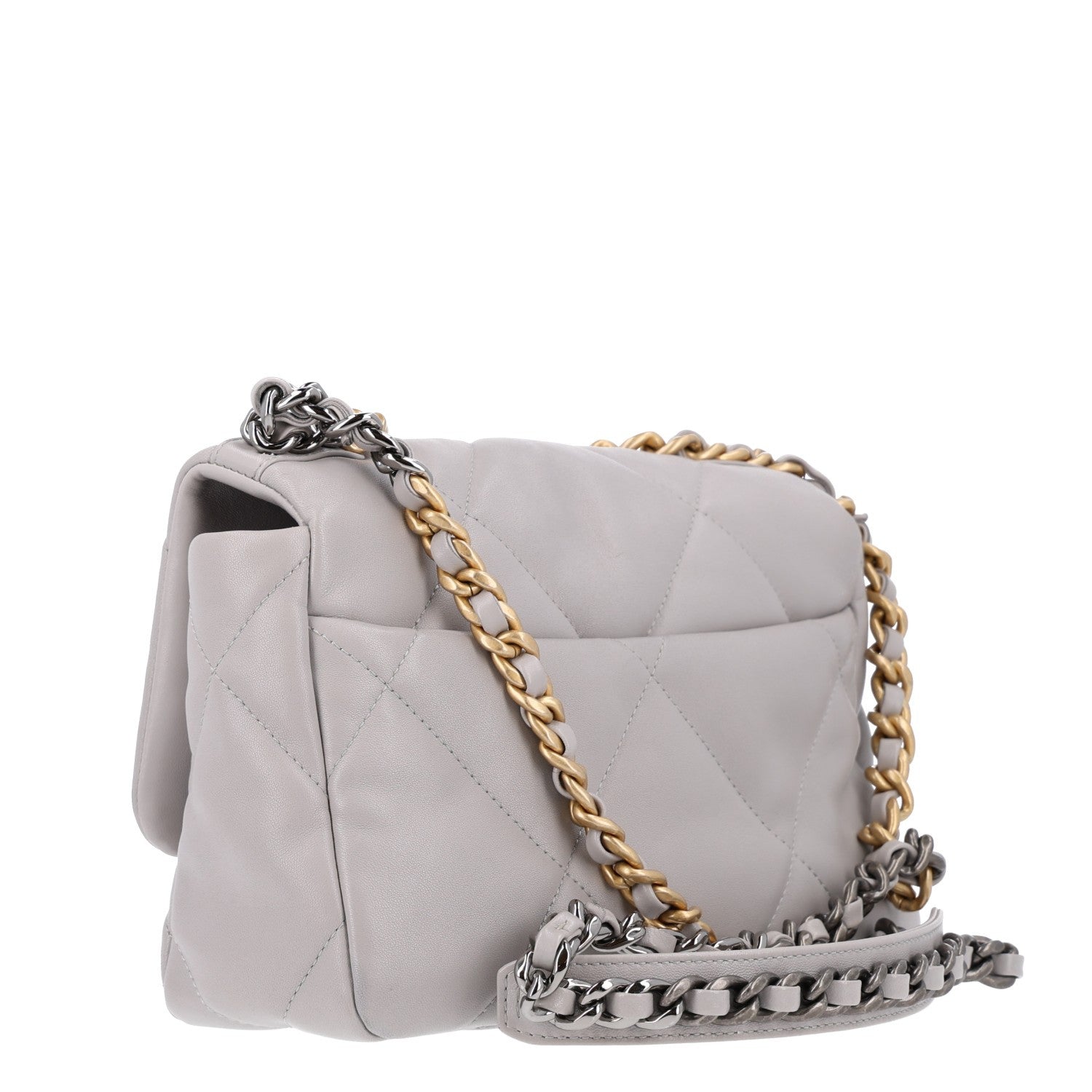 Chanel Lambskin Quilted Medium Chanel 19 Flap Grey