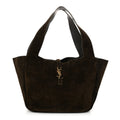 Saint Laurent Suede Bea Tote Bark Brown