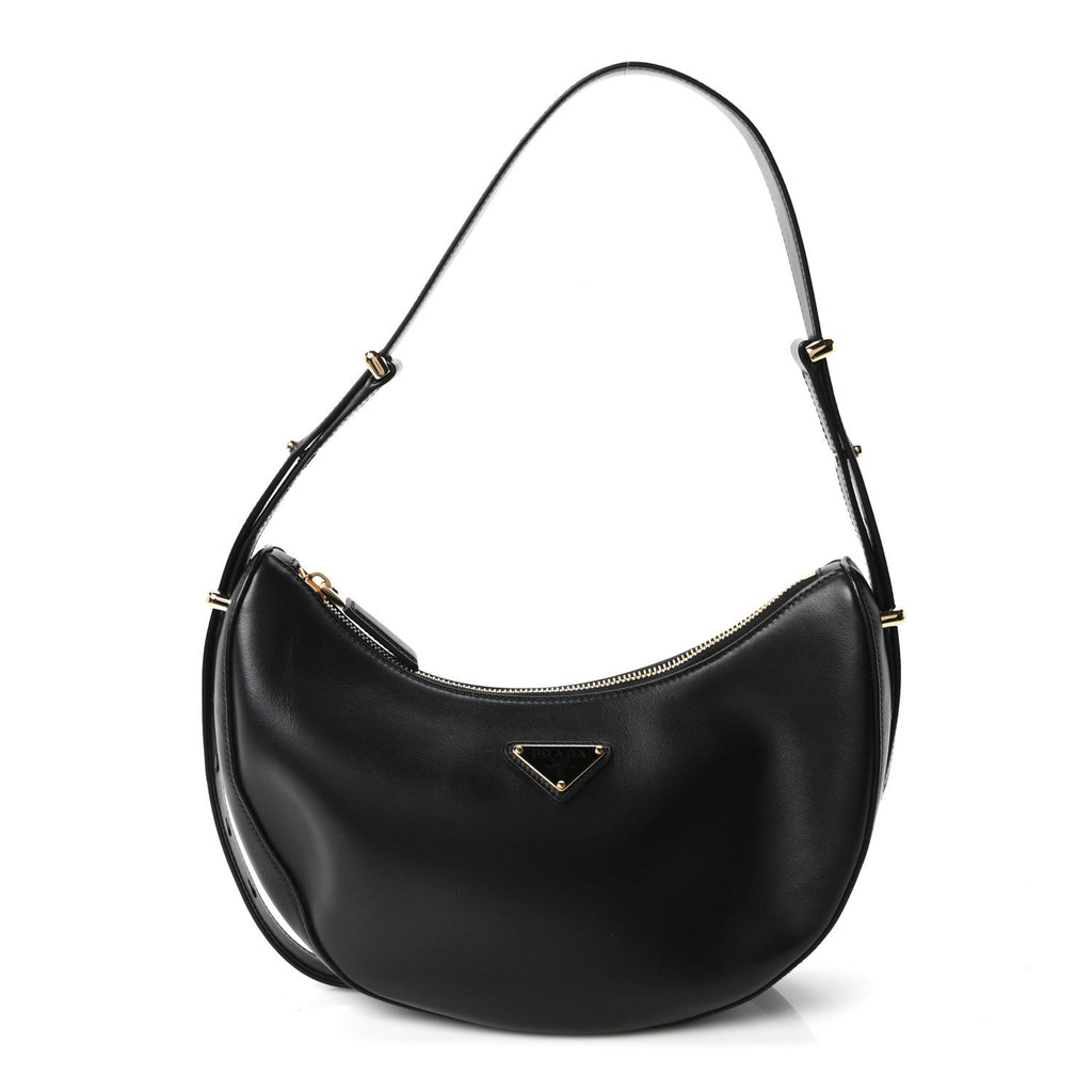 Prada Soft Calfskin Arque Shoulder Bag Black