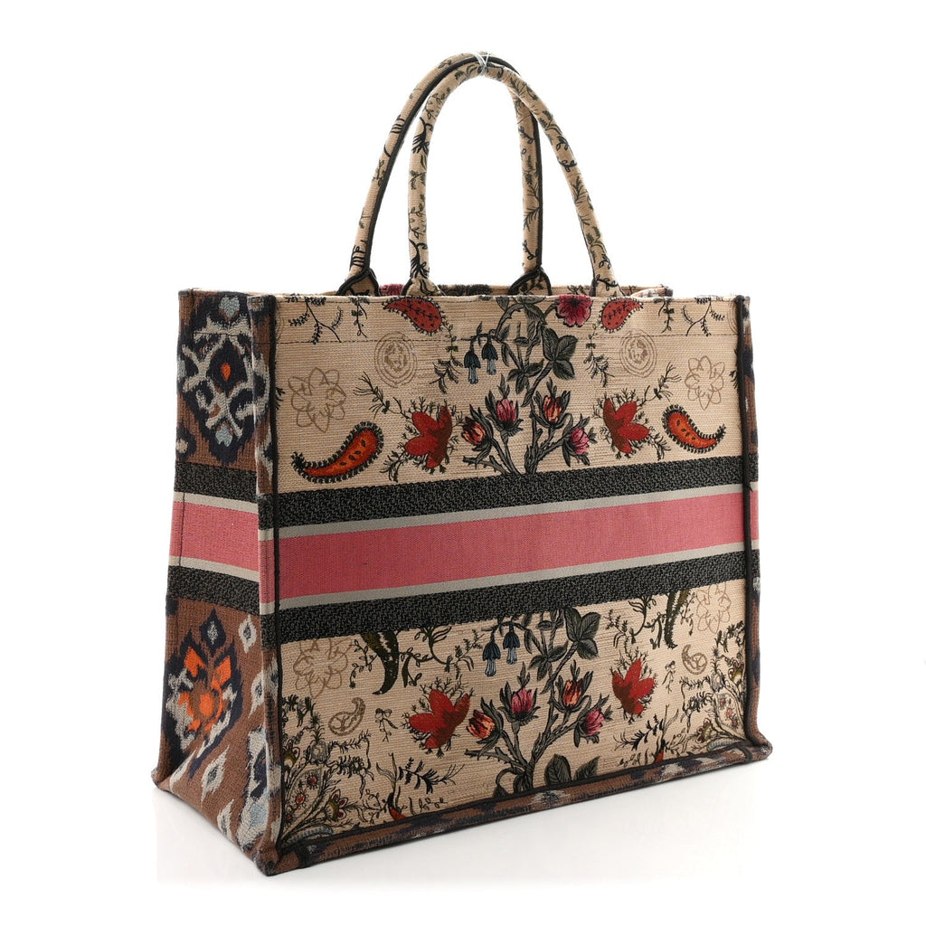 Dior Canvas Embroidered Large Broderie Dior Flowers Book Tote Multicolor
