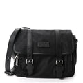 Gucci Nylon Monogram Double Buckle Flap Messenger Bag Black