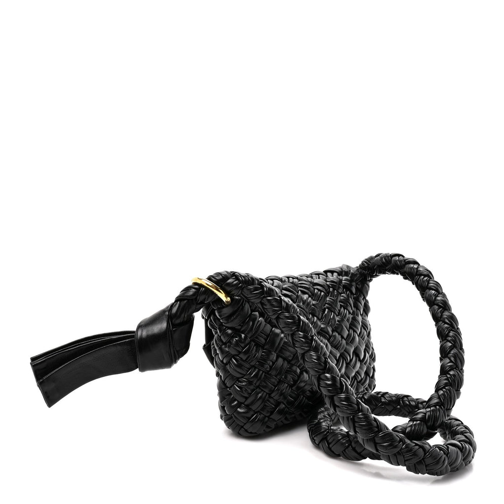 Bottega Veneta Calfskin Foulard Intreccio Kalimero Città Shoulder Bag Black