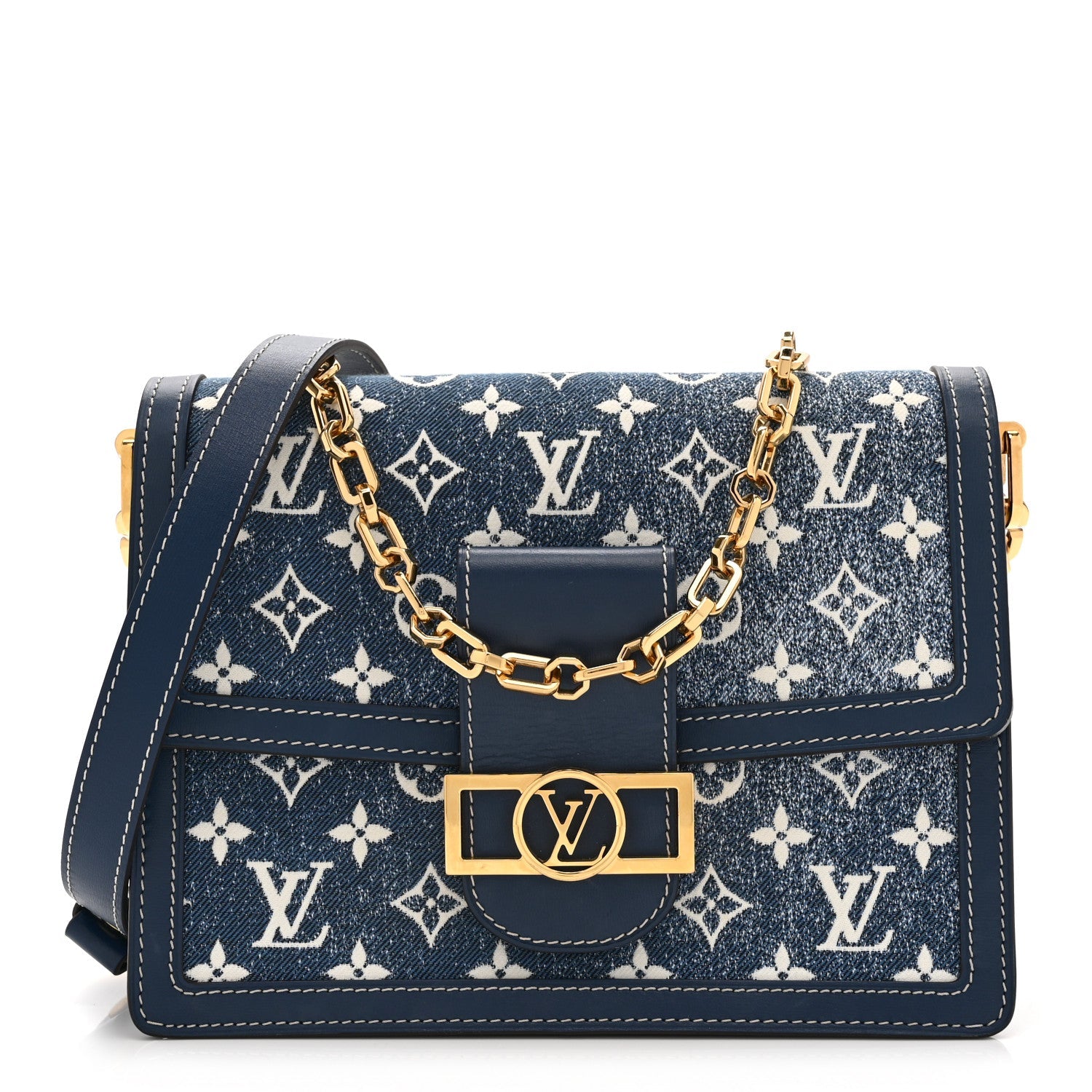 Louis Vuitton Denim Monogram Jacquard Dauphine MM Bleu