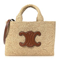 Celine Raffia Calfskin Triomphe Small Cabas Thais Tan