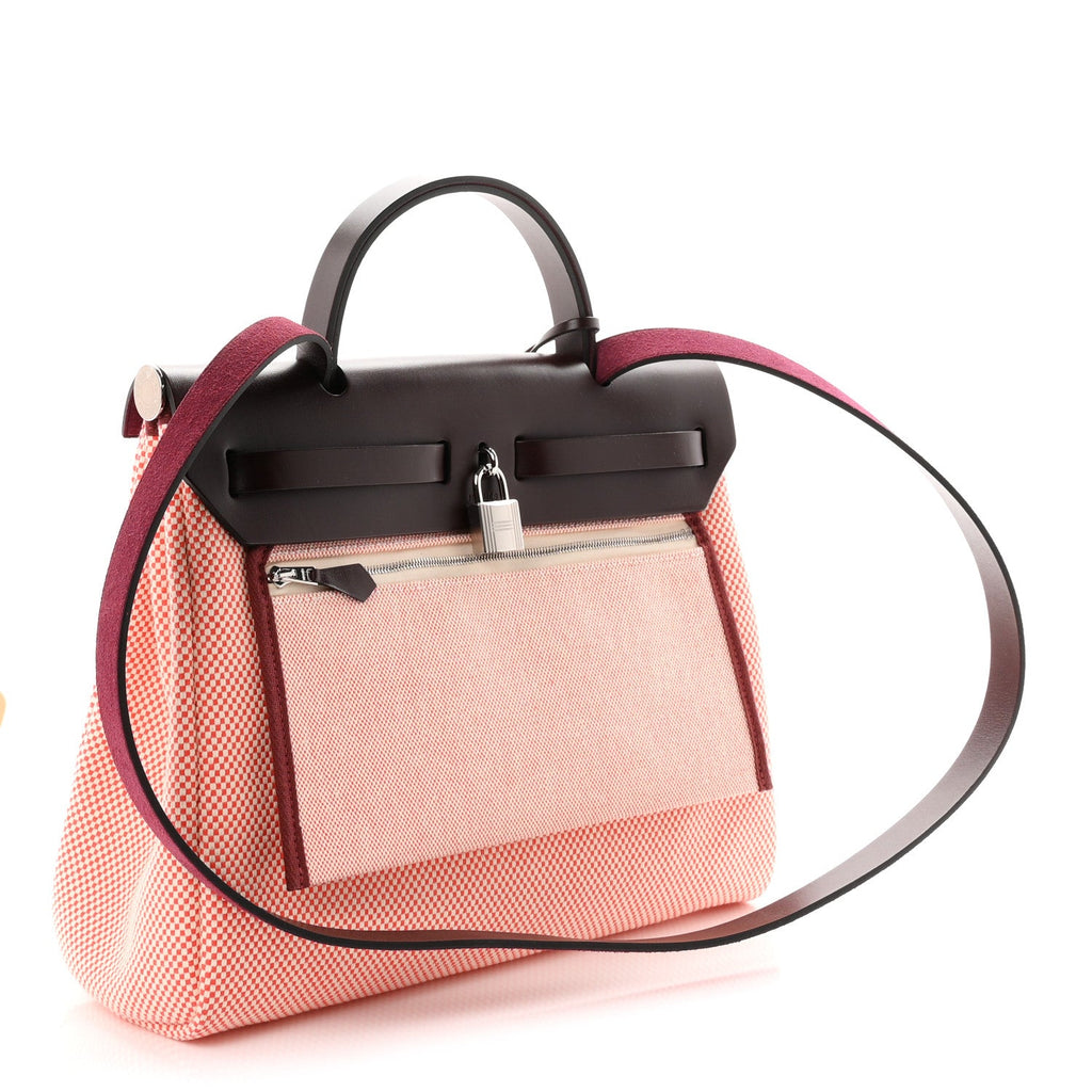 Hermès Criss Viking Vache Hunter Herbag Zip Retourne 31 PM Ecru Brique Anemone Rouge Sellier