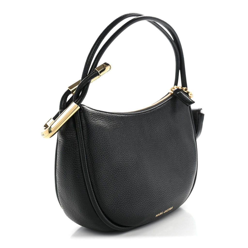 Grained Calfskin Dual Crescent Bag Black