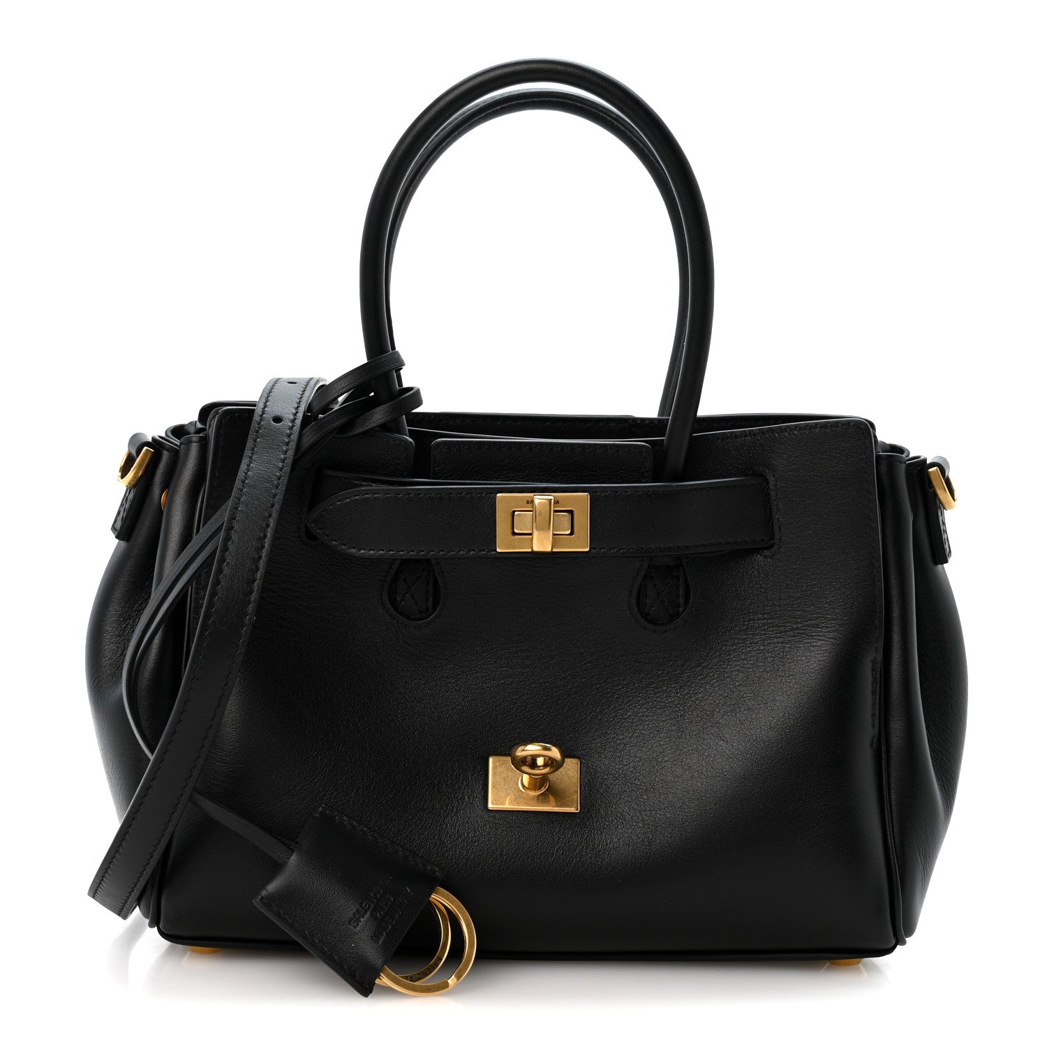 Balenciaga Smooth Calfskin Mini Bel Air Carry All Bag Black