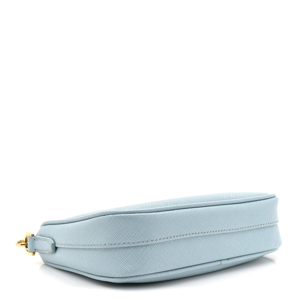 Prada Saffiano Lux Re-Edition 2005 Mini Shoulder Bag Celeste