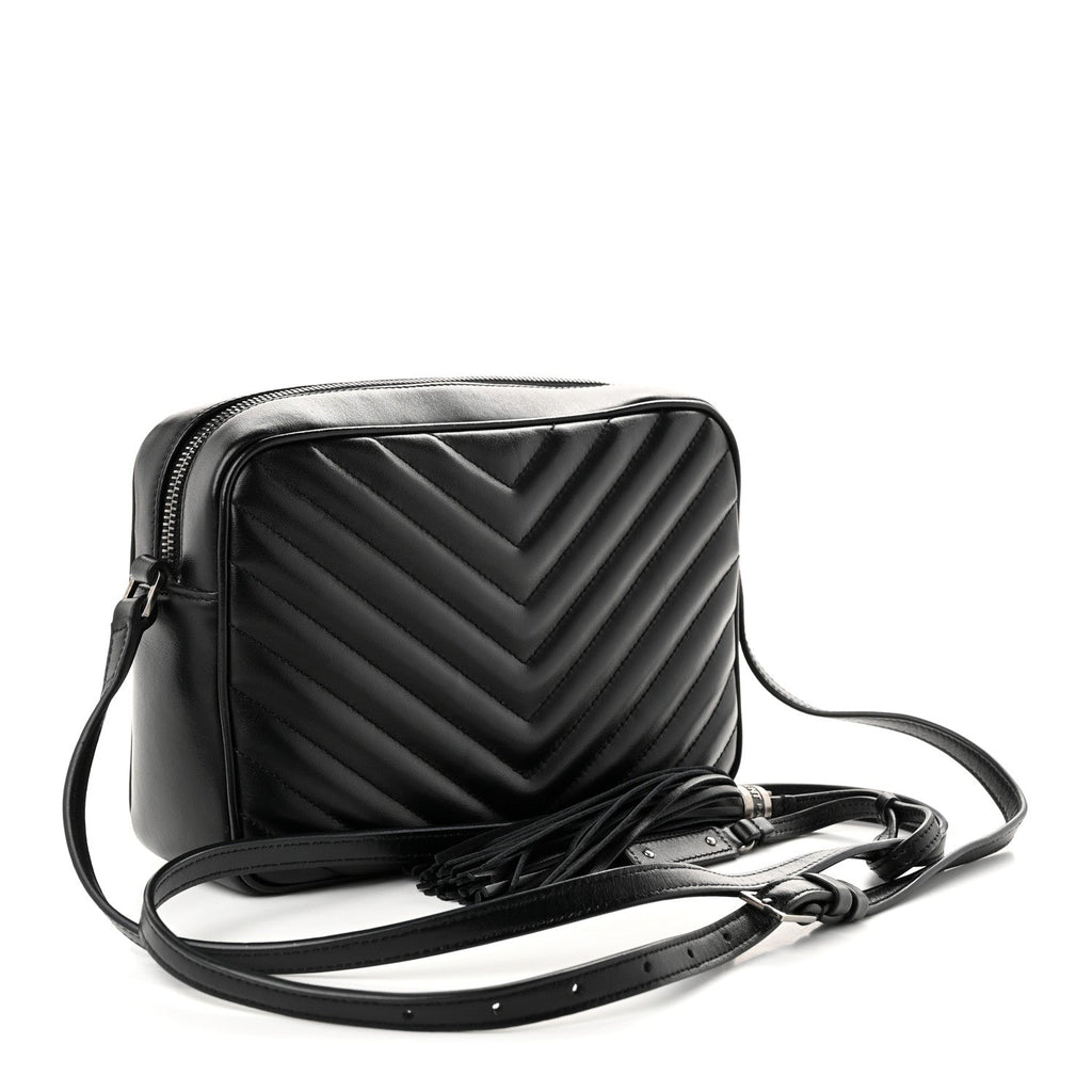 Saint Laurent Calfskin Matelasse Monogram Lou Camera Bag Black