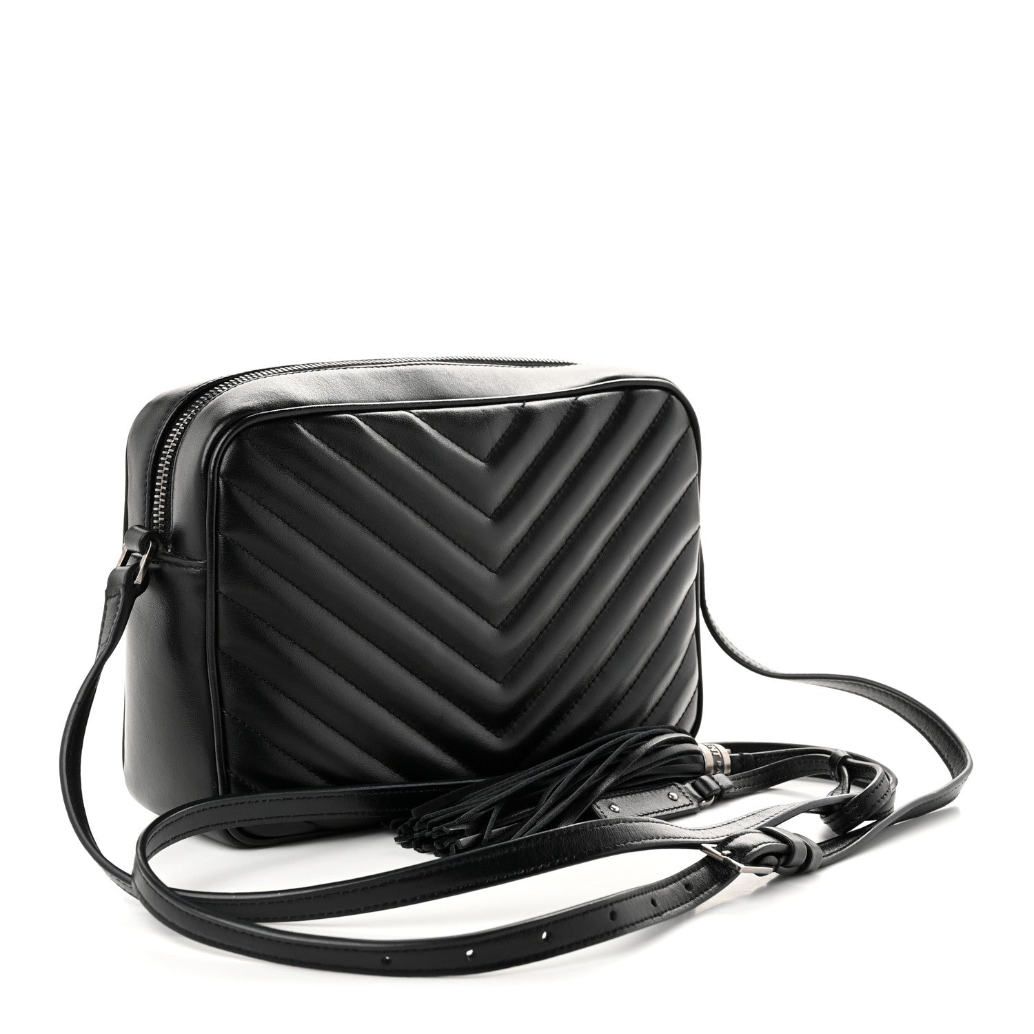 Saint Laurent Calfskin Matelasse Monogram Lou Camera Bag Black