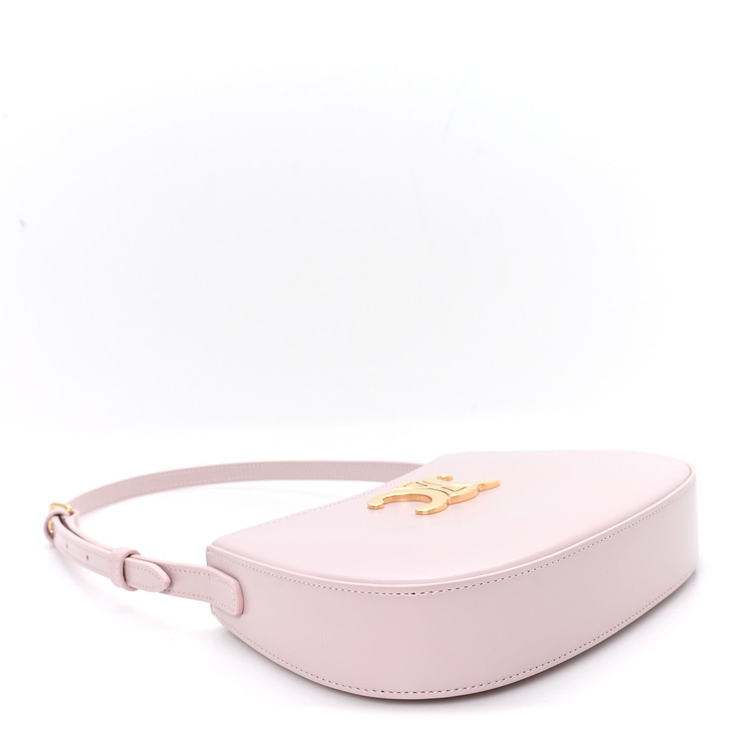 Celine Shiny Calfskin Medium Tilly Triomphe Shoulder Bag Bleached Pink