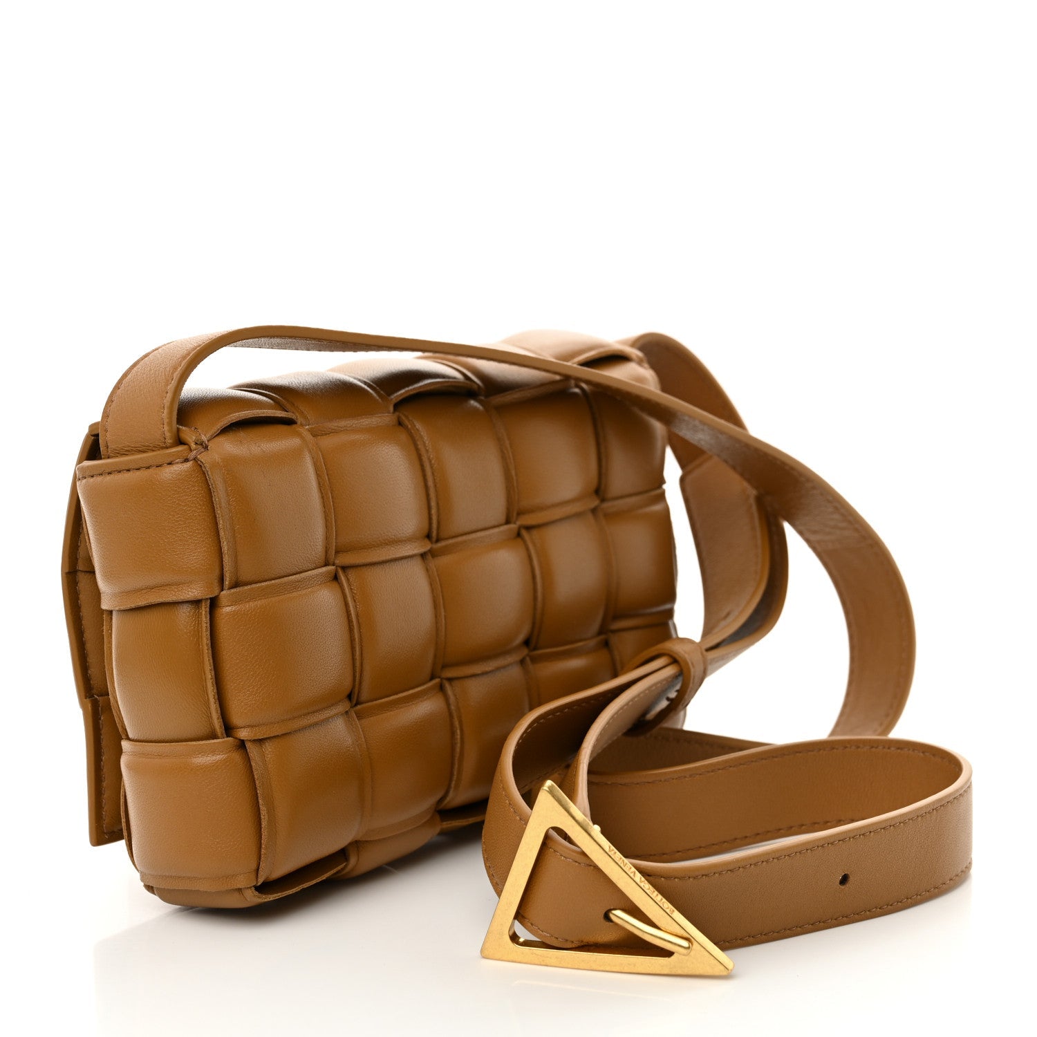 Bottega Veneta Padded Cassette Crossbody Bag Camel side view