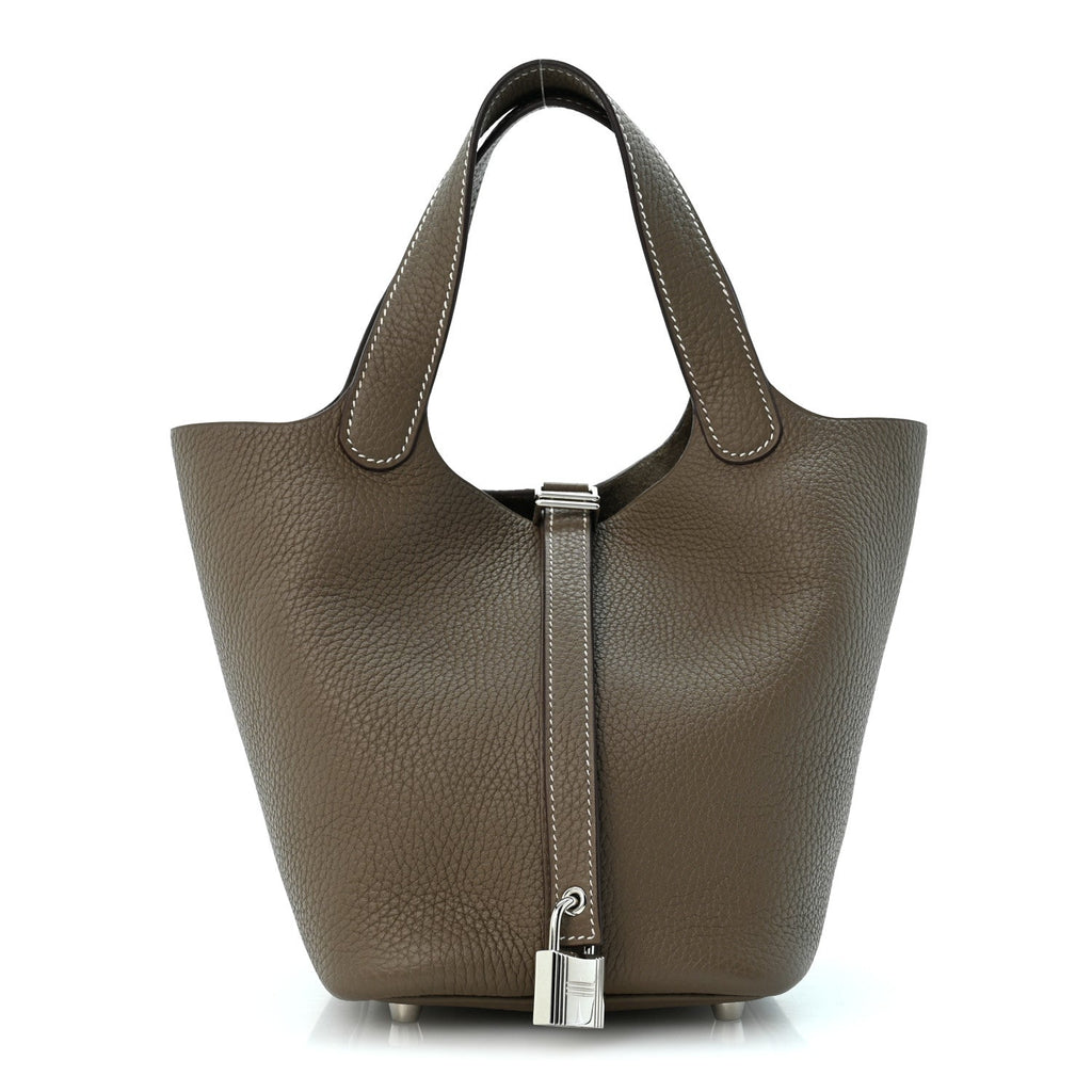 Hermès Taurillon Clemence Picotin Lock 18 PM Etoupe