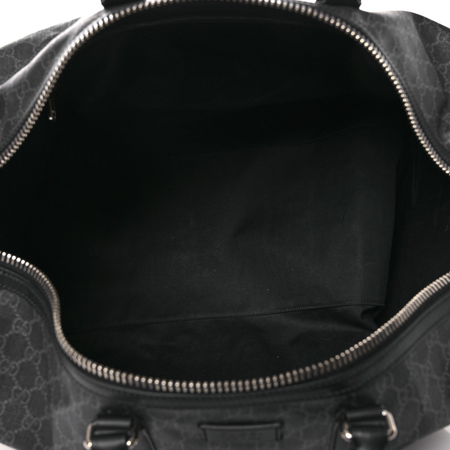 Gucci Soft GG Supreme Monogram Appia Calfskin Web Large Carry On Duffle Bag Black Grey