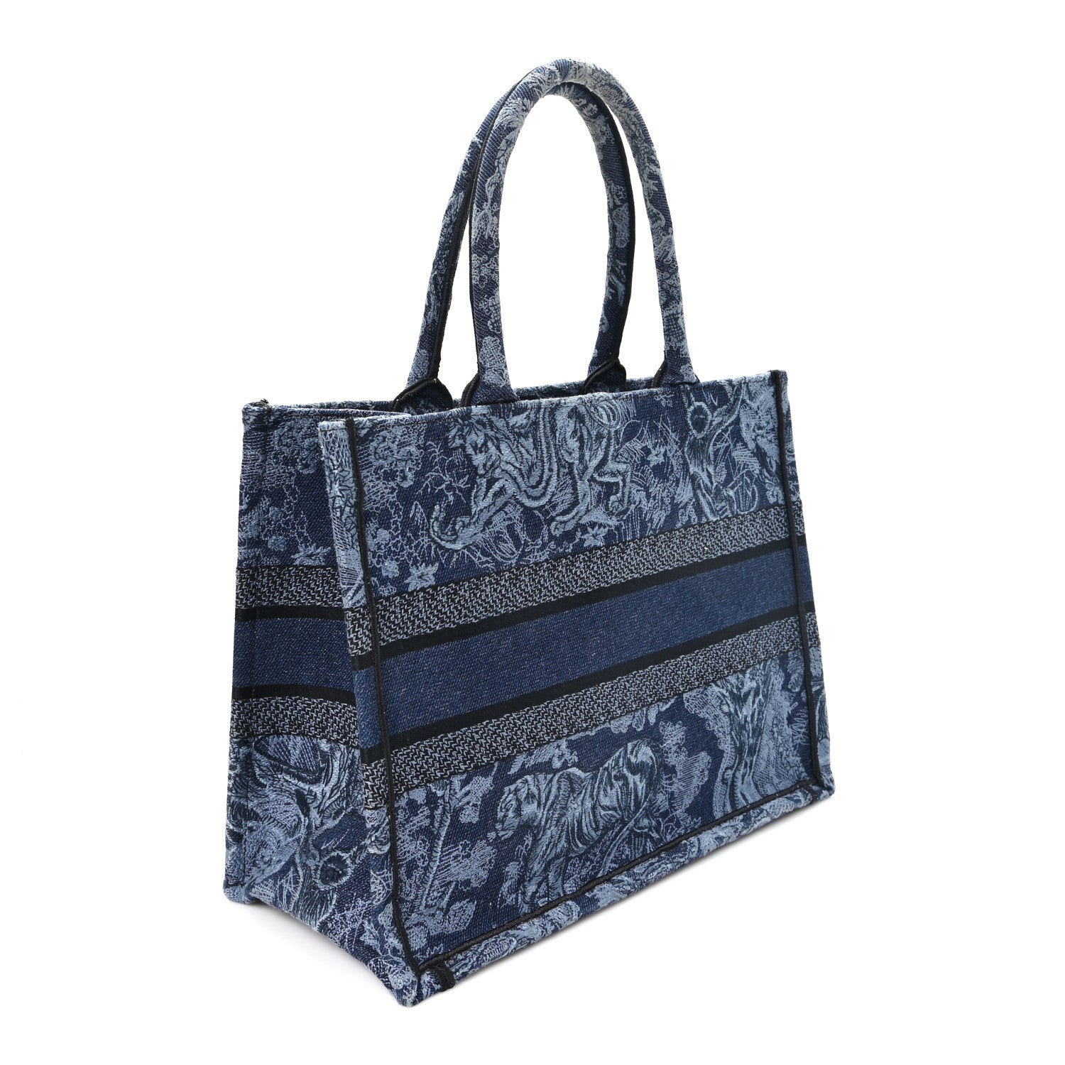 Dior Canvas Embroidered Medium Dioriviera Toile De Jouy Book Tote Blue Black