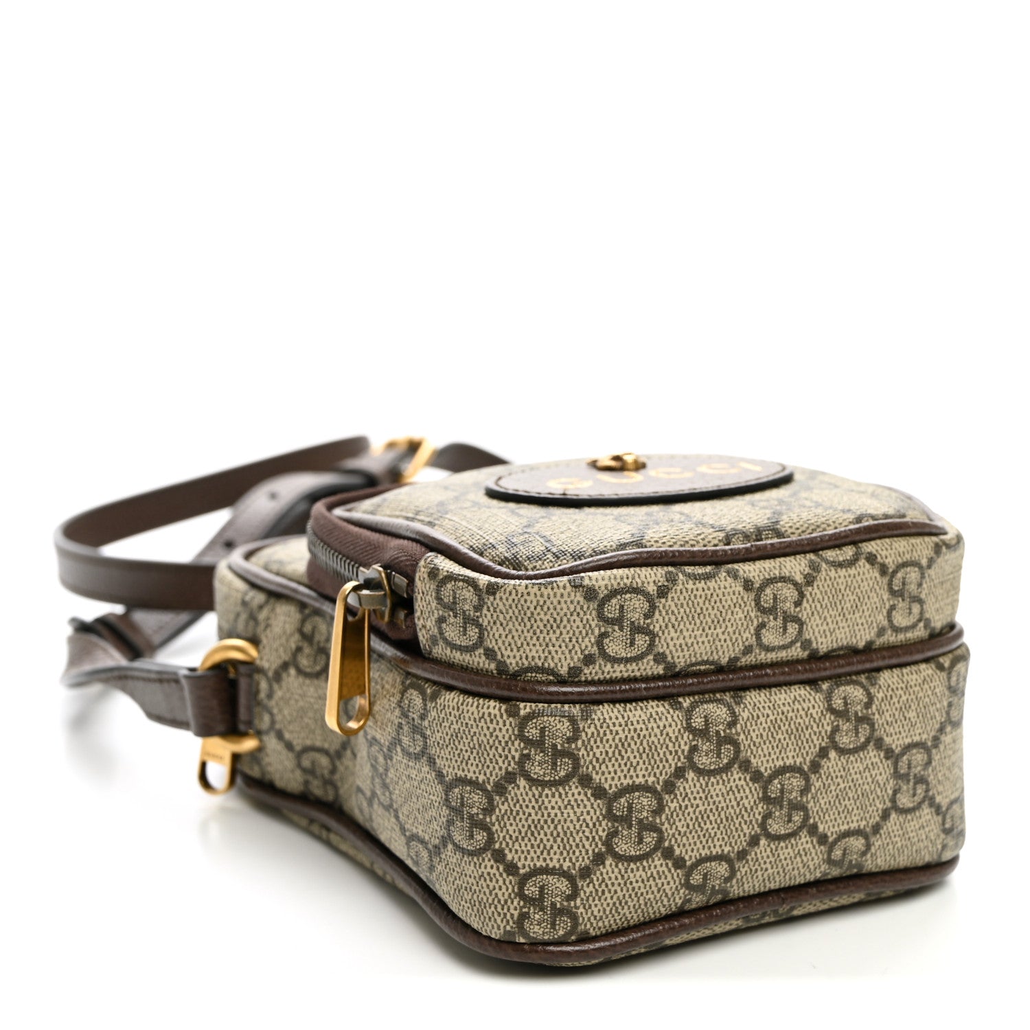Gucci GG Supreme Monogram Mini Neo Vintage Double Zip Messenger Bag Beige New Acero Crop