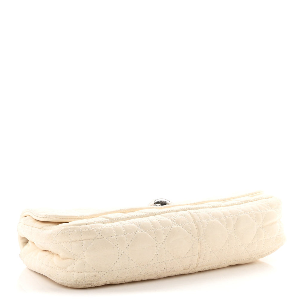 Dior Lambskin Cannage Rendezvous Flap White