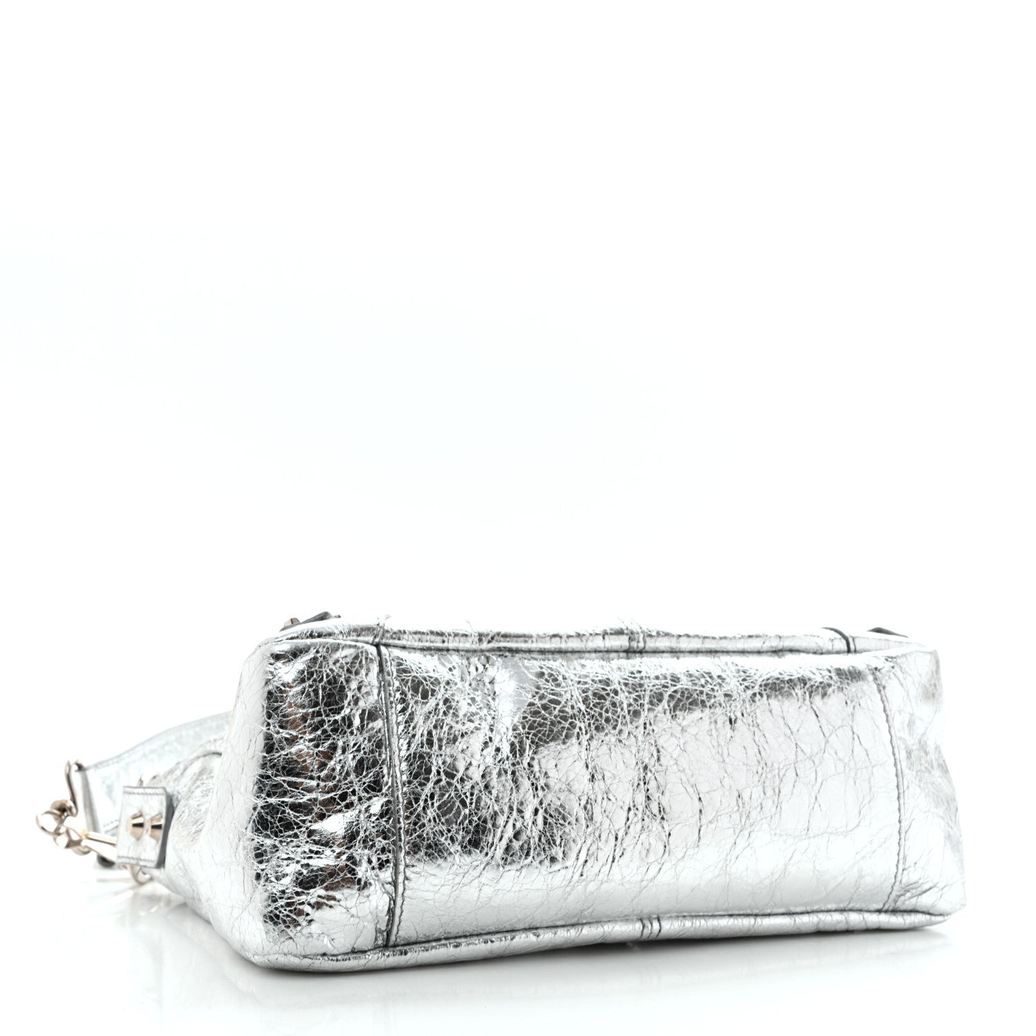 Balenciaga Metallized Agneau Arena Classic Hardware Mini Le City Moto Silver