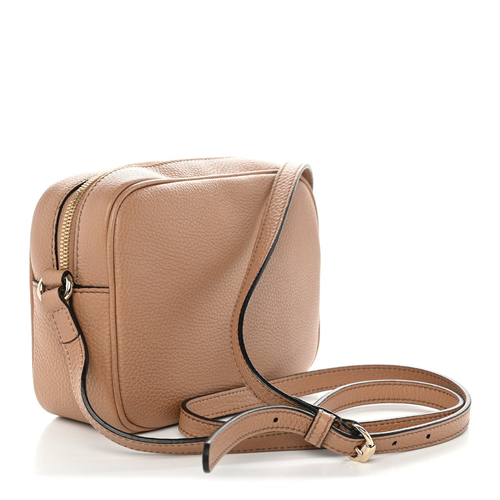 Gucci Pebbled Calfskin Small Soho Disco Bag Camelia