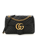 Gucci Calfskin Matelasse Medium GG Marmont Shoulder Bag Black