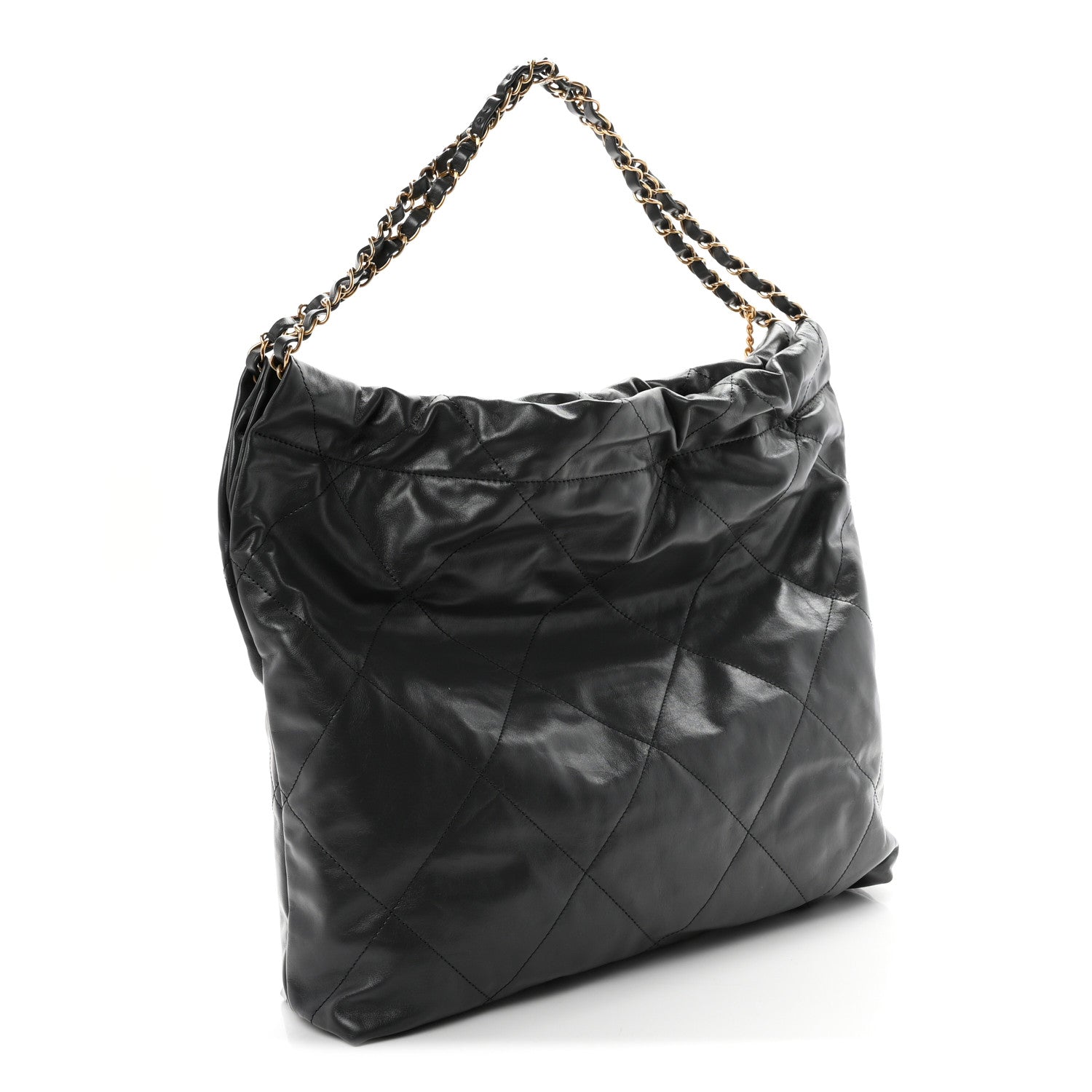 Chanel Shiny Calfskin Quilted Chanel 22 Dark Grey