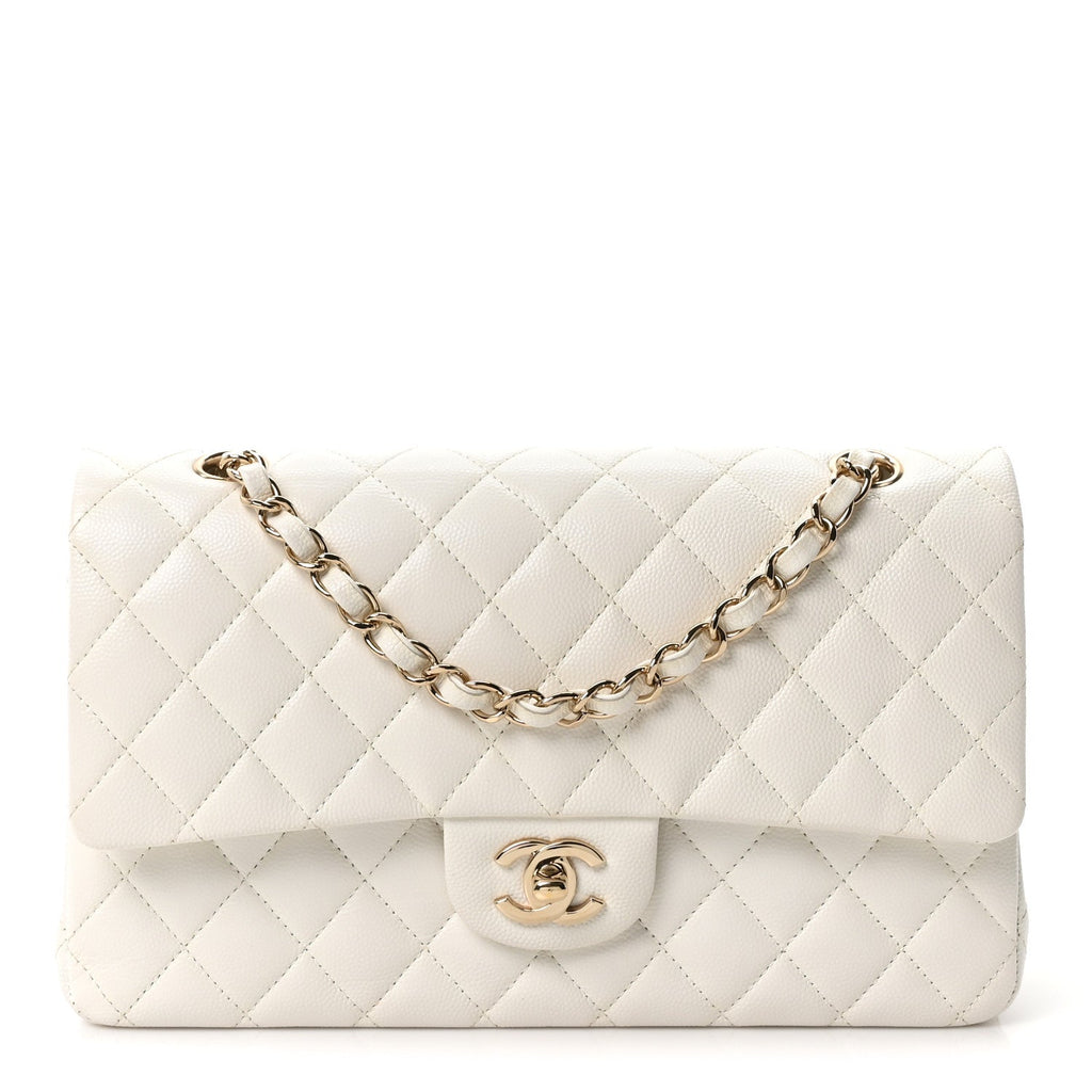 Chanel Caviar Quilted Medium Double Flap White