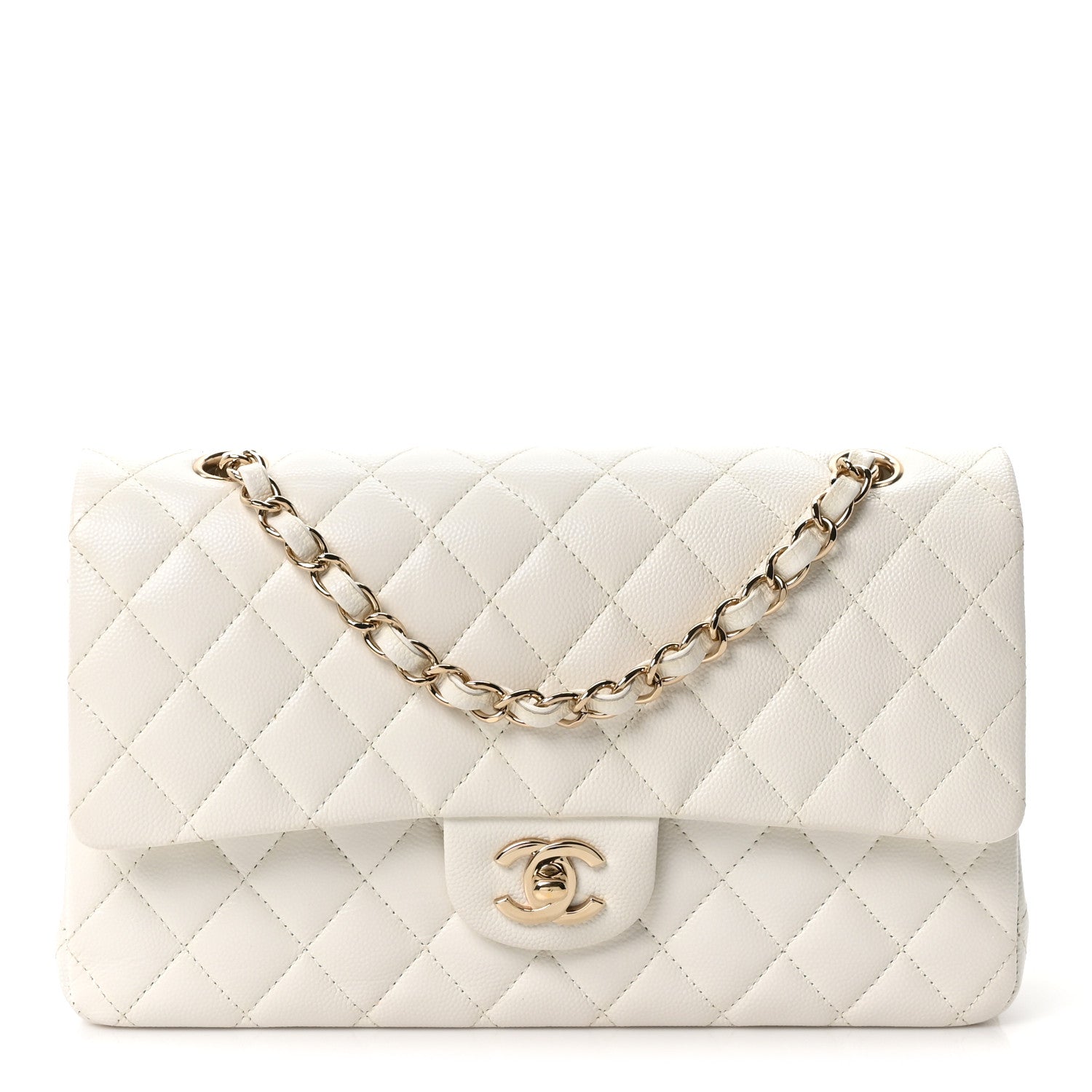 Chanel Caviar Quilted Medium Double Flap White
