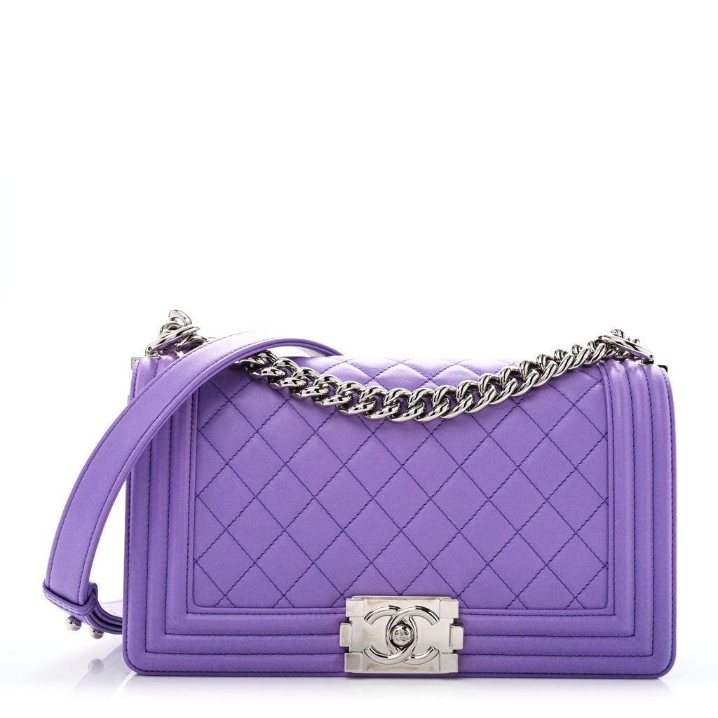 Chanel Calfskin Quilted Medium Boy Flap Purple