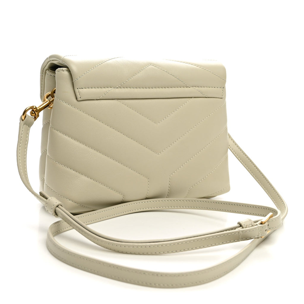 Saint Laurent Calfskin Y Quilted Monogram Toy Loulou Crossbody Bag Blanc Vintage