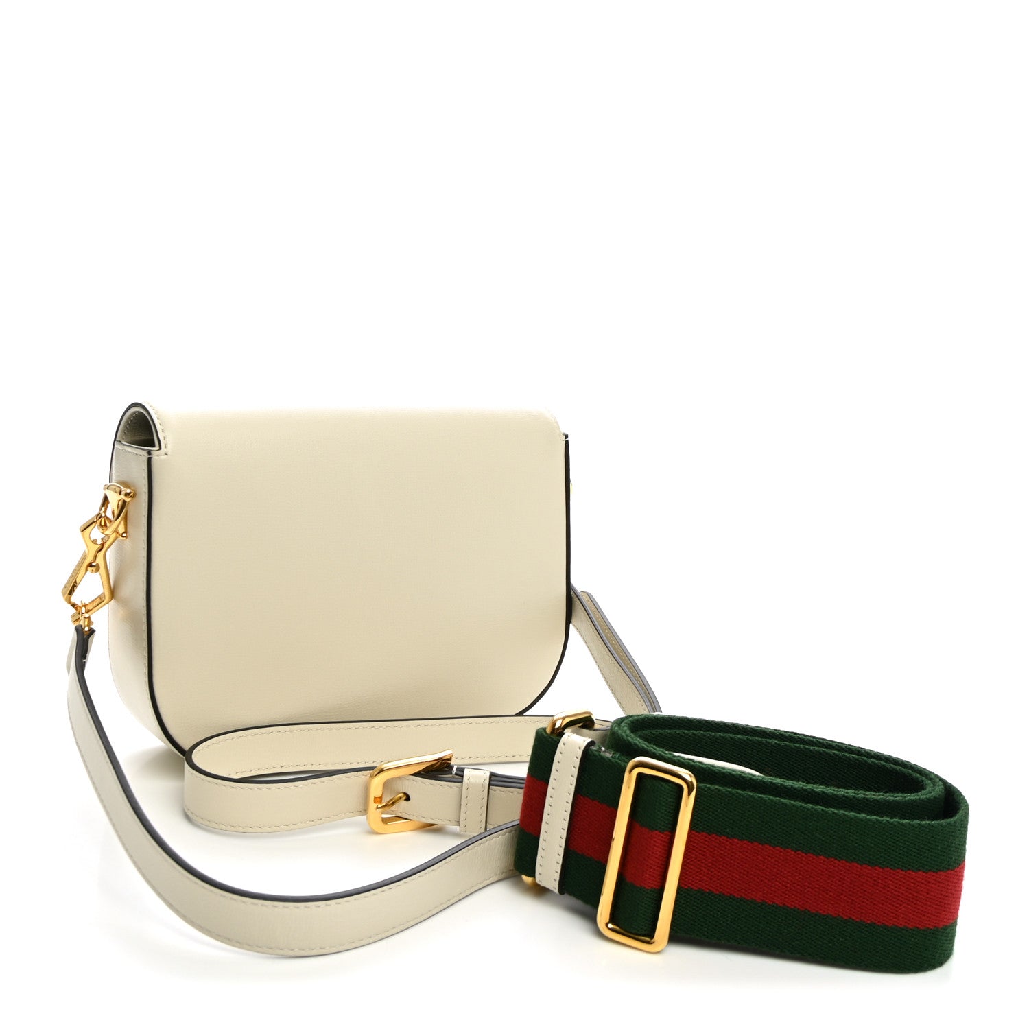 Gucci Azalea Calfskin Web Mini Horsebit 1955 Shoulder Bag Mystic White