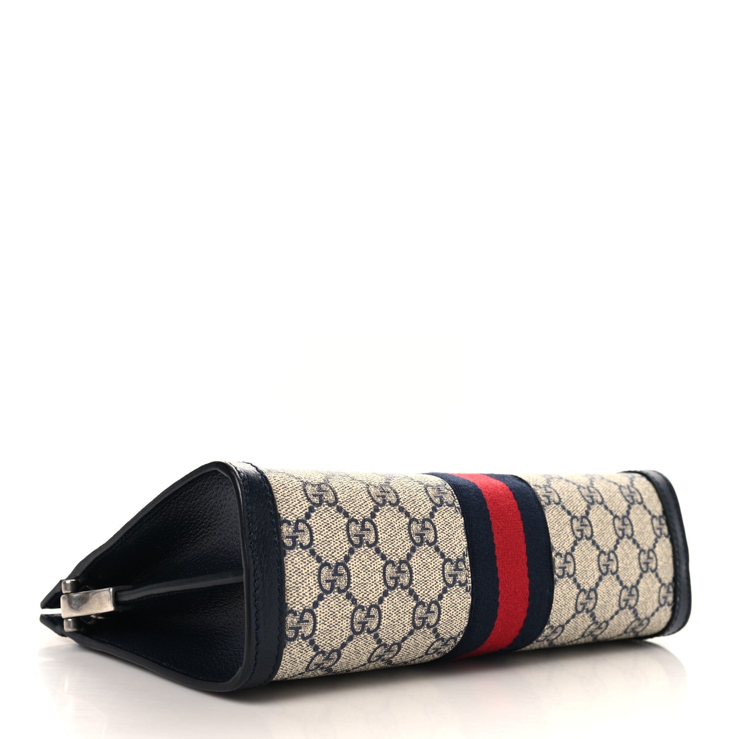 Gucci GG Supreme Monogram Textured Dollar Calfskin Web Small Ophidia Chain Shoulder Bag Beige Blue