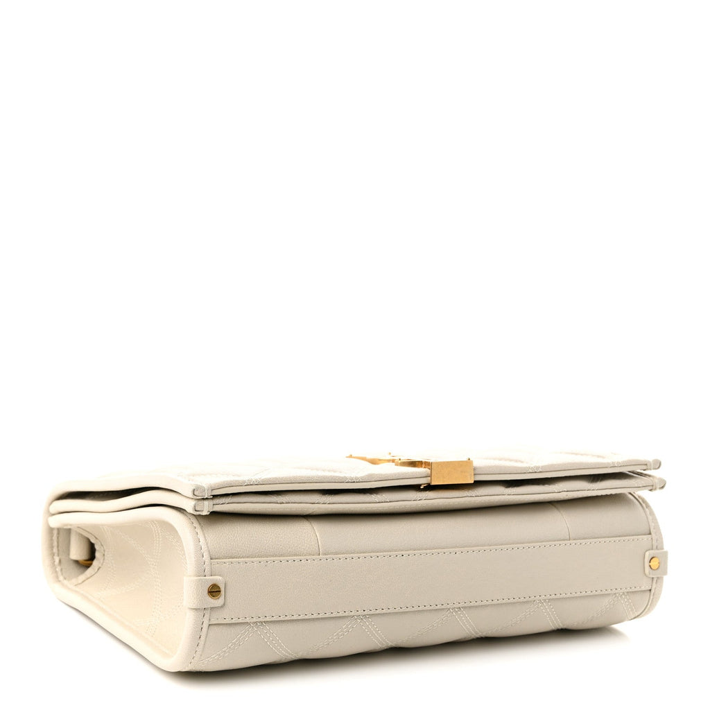 Saint Laurent Lambskin Quilted Mini Becky Chain Bag Crema Soft