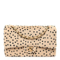 Chanel Pony Hair Cheetah Printed Creative Fabrics Flap Light Beige Black front view