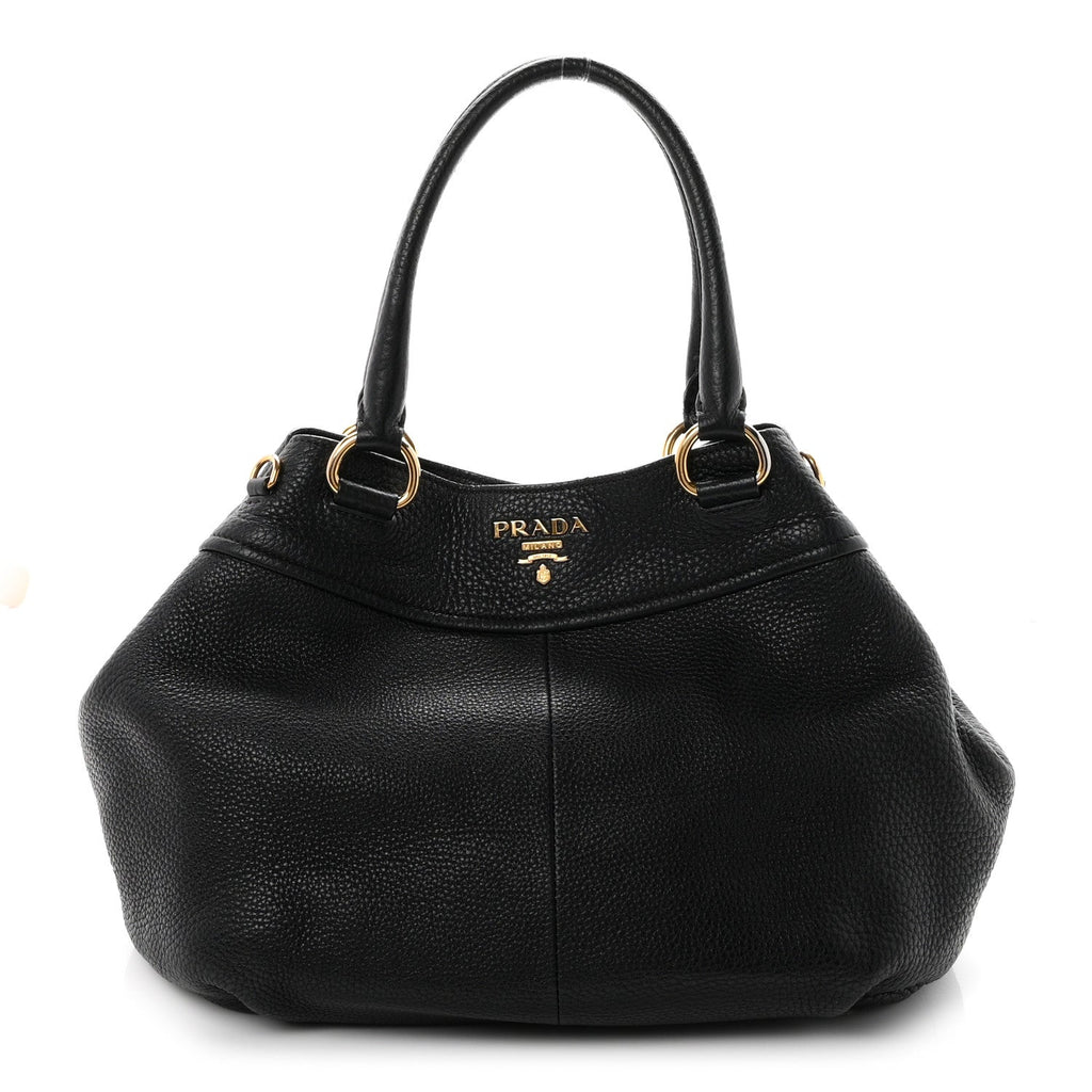 Prada Vitello Daino Tote Black