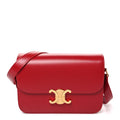 Celine Shiny Calfskin Medium Triomphe Red Red