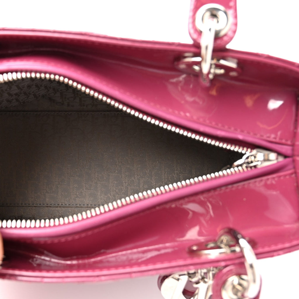 Dior Patent Cannage Medium Lady Dior Dark Pink