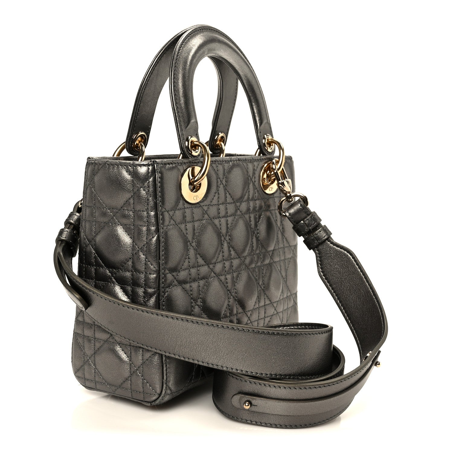 Dior Metallic Lambskin Cannage Small My ABCDior Lady Dior Dark Silver