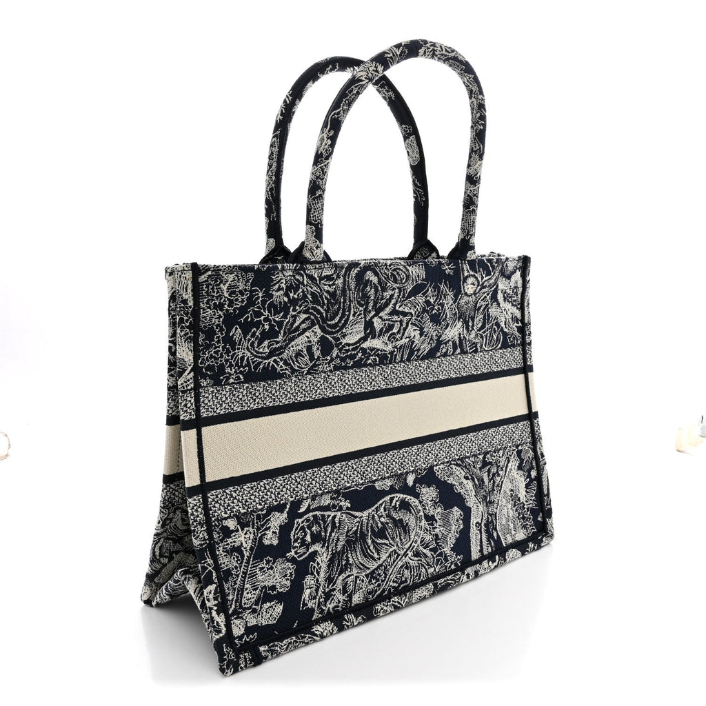 Dior Canvas Embroidered Medium Dioriviera Toile De Jouy Reverse Book Tote Blue