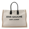 Saint Laurent Linen Calfskin Small Rive Gauche Tote Optic White
