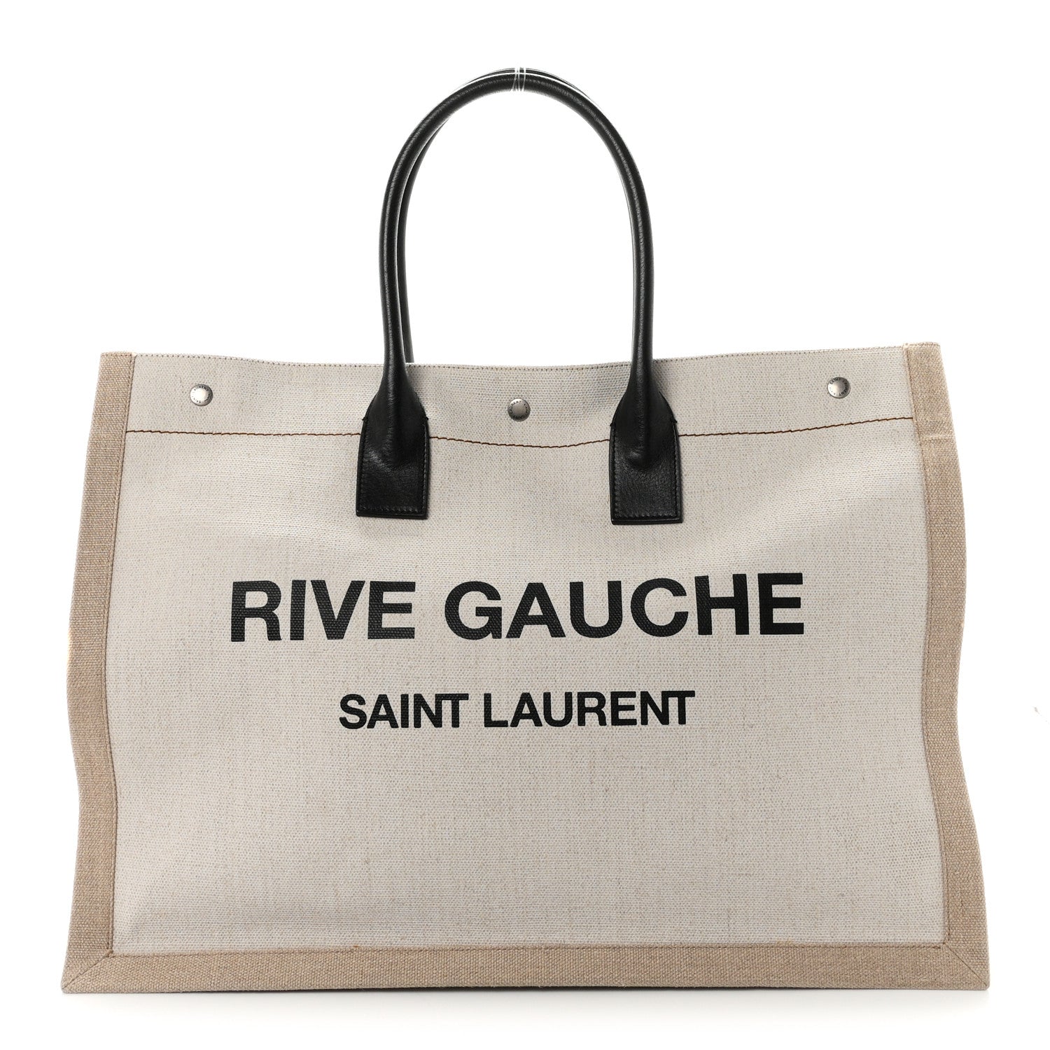 Saint Laurent Linen Calfskin Small Rive Gauche Tote Optic White