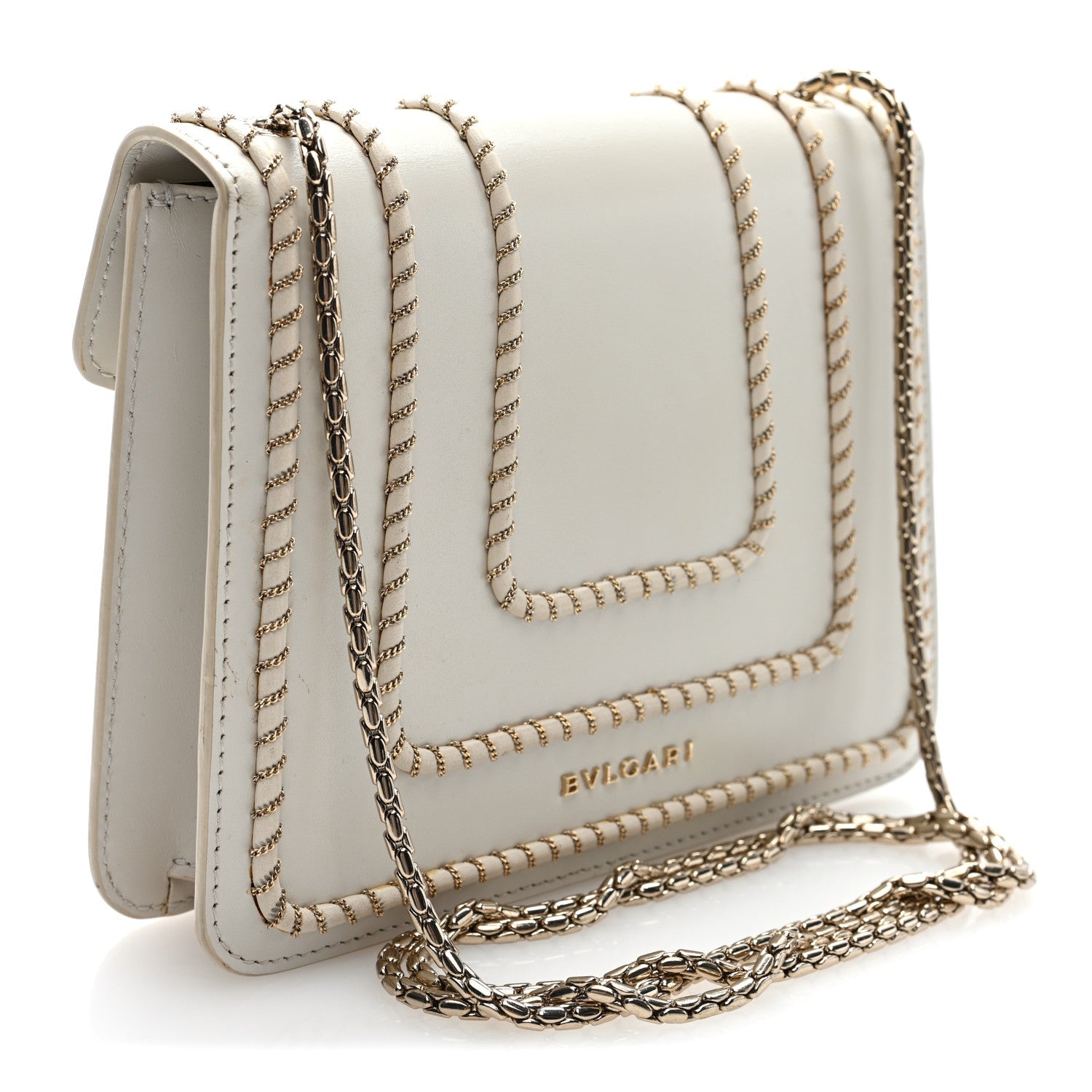 Bvlgari Woven Chain Serpenti Forever Crossbody Bag White side view