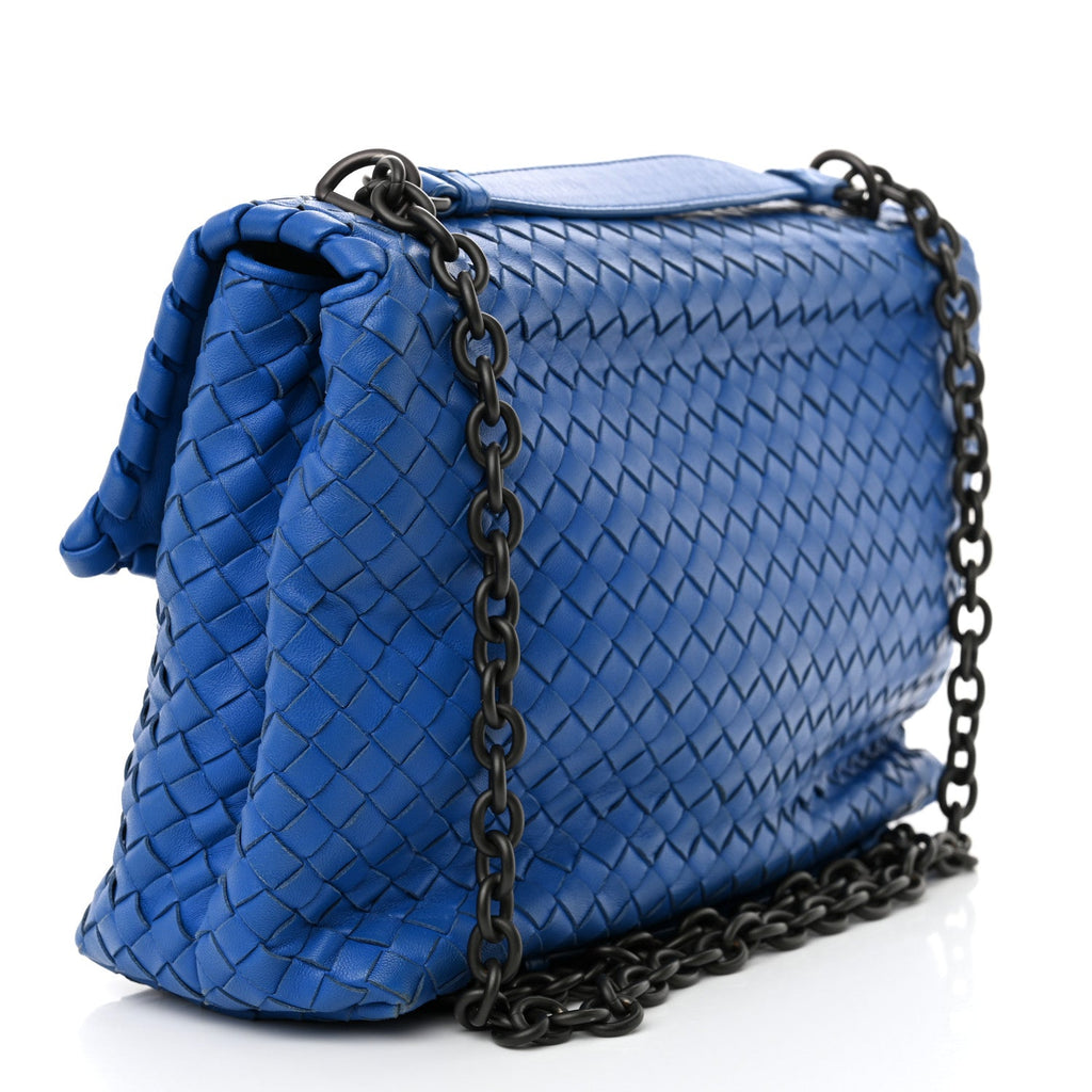 Bottega Veneta Nappa Intrecciato Large Olimpia Bag Blue