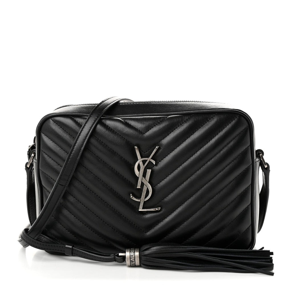 Saint Laurent Calfskin Matelasse Monogram Lou Camera Bag Black