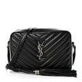 Saint Laurent Calfskin Matelasse Monogram Lou Camera Bag Black