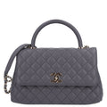 Chanel Caviar Quilted Small Coco Handle Flap Dark Grey
