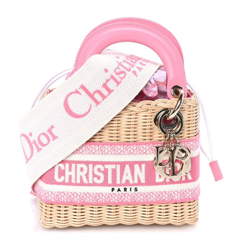 Dior Wicker Oblique Mini Lady Dior Bag Pink